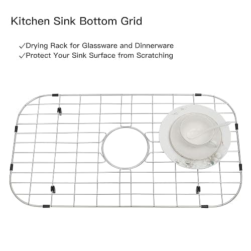 Zeesink Kitchen Sink Grid,25 3/16" X 13" Sink Protectors for Kitchen Sink,Stainless Steel Sink Grate with Center Drain thumbnail 3