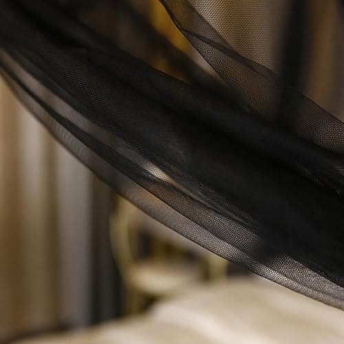 Mengersi Canopy Bed Curtains with Lights,Elegant Bed Canopy Curtains Bed Netting for Full Queen King Size Bed,Halloween Decoration,Gothic Black Room Decor Aesthetic thumbnail 5