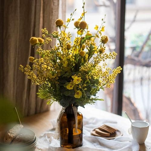 TOPZEA Set of 8 Amber Glass Vase, 17oz Boho Flower Vase Bud Vases Decorative Brown Medicine Glass Bottles Vintage Small Apothecary Jars for Home Décor, Dining Table, Wedding Centerpiece, Bridal Shower thumbnail 2