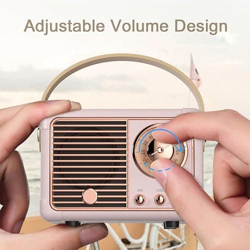 Caulikine Retro Bluetooth Speaker Portable Girls Birthday Presents Wireless Speaker Vintage for Women,Her,Girls,Teenage Gifts, Room Decor Portable for Travel Indoor&Outdoor (Pink) thumbnail 6