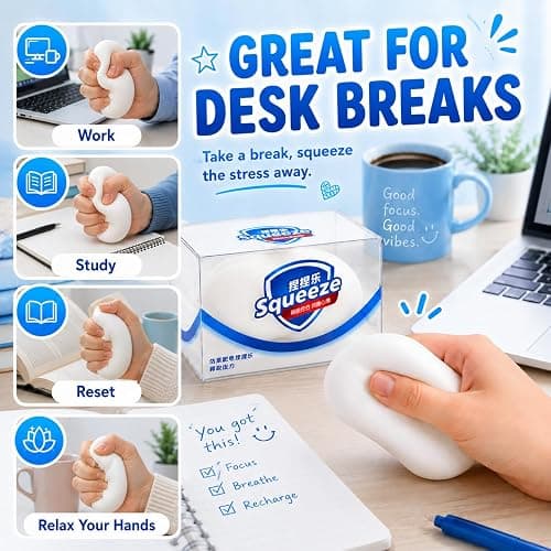 Crunchy Soap Squishy Toy, Slow Rising Squeeze Stress Ball, Soft Sensory Fidget Toy for Adults and Teens, Fun Stocking Stuffer, Party Favor and Gift(White) thumbnail 7