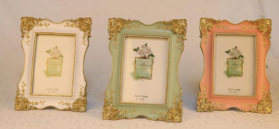 Kaolituis Vintage Picture Frame 4x6 with Gold Trim Antique Tabletop Wall Hanging Photo Frame with Glass Front for Home Decor,Gift Ideas (Green) thumbnail 4
