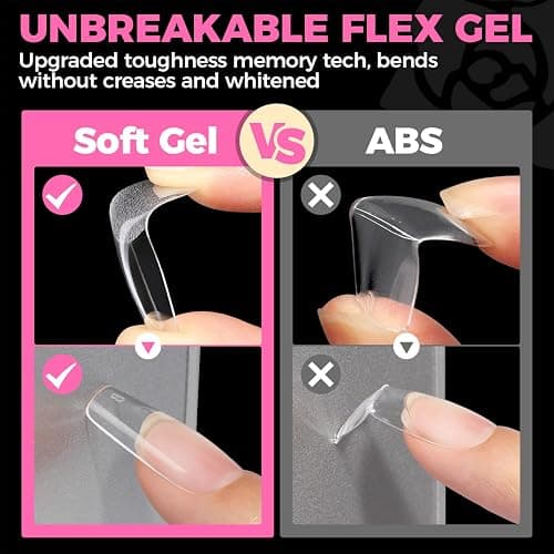 UNA GELLA Long Coffin Nail Tips, 504pcs Pre-Shape Fake Nails Half Matte Full Cover Acrylic Gel Nail Tips Clear Long Coffin Press On Nails Home DIY Extension 12 Sizes Gelly Tips thumbnail 6