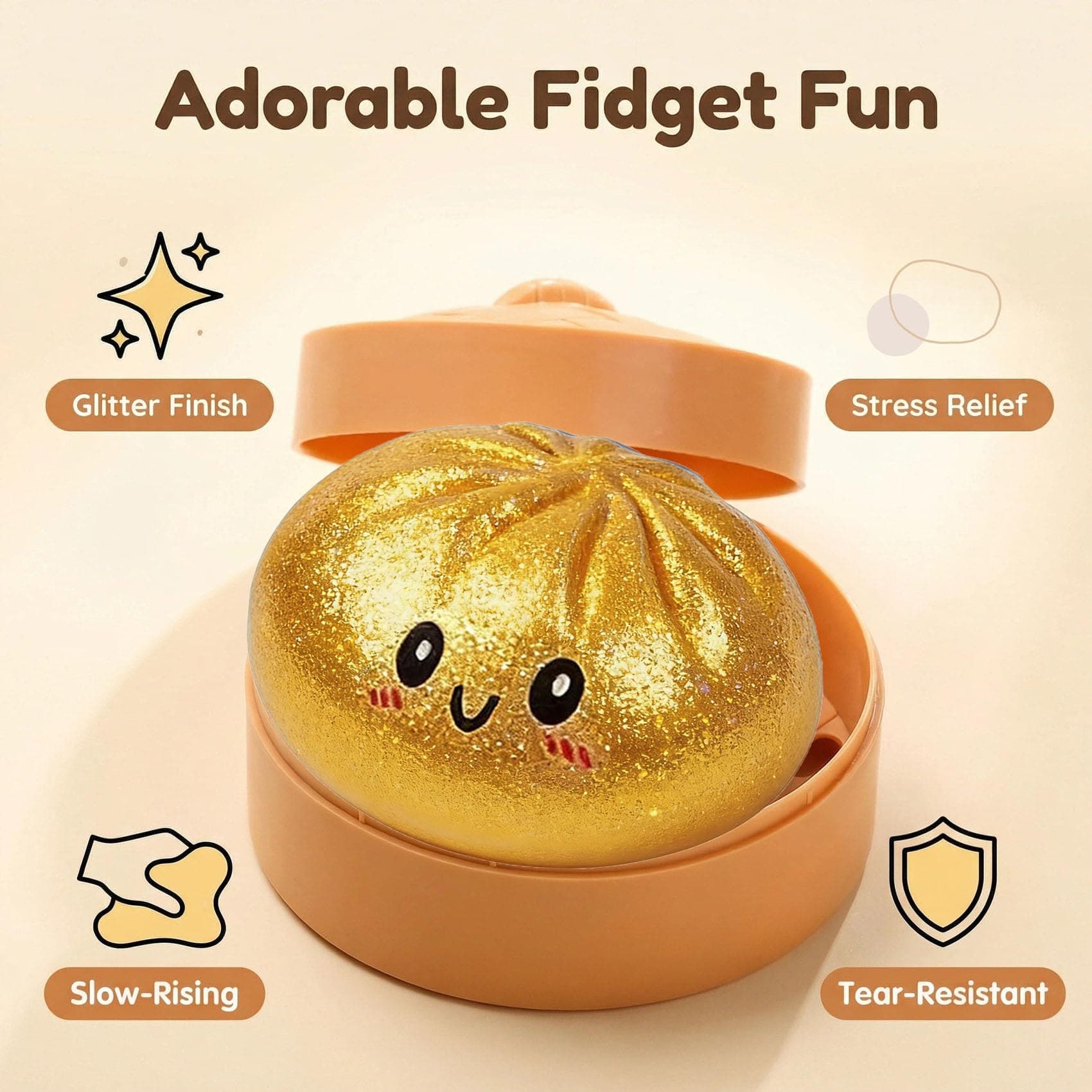 Glitter Dumpling, Glitter Dumpling Squishy Box, Dumpling Squishy Glitter, Anxiety Relief Fidget (2pcsA) thumbnail 5