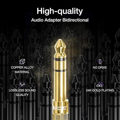 VCE 6.35mm (1/4 inch) Male to 3.5mm (1/8 inch) Female Stereo Audio Jack Adapter for Aux Cable, Guitar Amplifier, Headphone, 2 Pack thumbnail 9