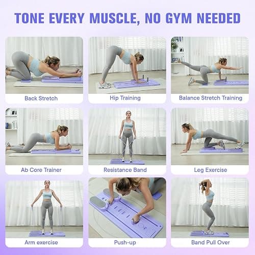 Upgraded Split Pilates Board-Pilates Reformer Set 6 in 1 Multifunctional Abdominal Fitness Board for Home Workout Equipment, Foldable Pilates Portable Reformer Machine, Ab Board Trainer for Women thumbnail 2