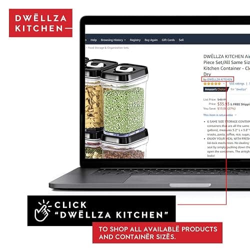 DWËLLZA KITCHEN Airtight Food Storage Containers with Lids – 6 Piece Set Air Tight Kitchen Storage Containers for Pantry Organization and Storage - Clear Plastic BPA-Free - Keeps Food Fresh & Dry thumbnail 4