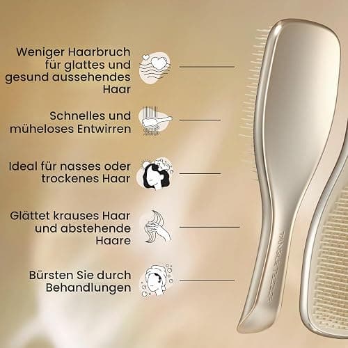 Tangle Teezer Ultimate Detangler Haarbürste – Nasses & Trockenes Haar – Entwirrungsbürste für Alle Haartypen – Zweistufige Borsten Reduzieren Haarbruch & Knoten – Champagner Gold mit Chrom-Finish thumbnail 6