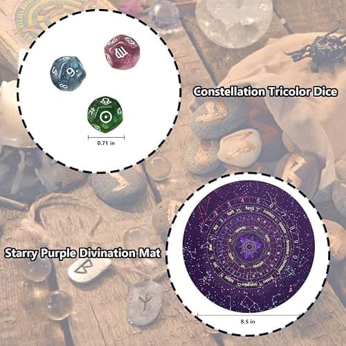 Knana 6Pcs Pendulum Board for Divination - Pendulum Crystal for Dowsing, Tarot Dice Astrology Dice with Box, Wiccan Supplies and Tools, Tarot Divination for Beginners thumbnail 4