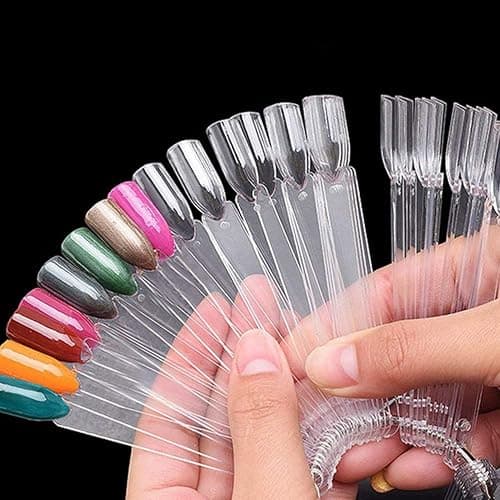 100 Pcs Clear Fake Nail Swatches Fan-shaped Nails Display Sticks, Nails Art Tips Nail Swatch Sticks Nails Display Ring for Nail Gel Polish Practice thumbnail 6