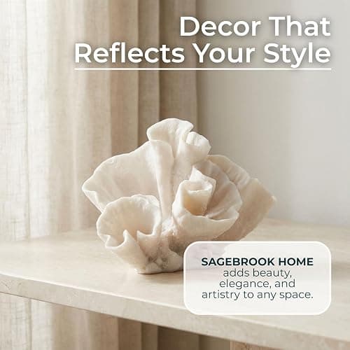 Decorative Coral Inspired Sculpture for Home, Bathroom, Room and Living Room Decor - Resin Ornaments for Shelf & Office Display - Coastal Figurine for Coffee Table Decor - 6", Ivory & Tan thumbnail 6