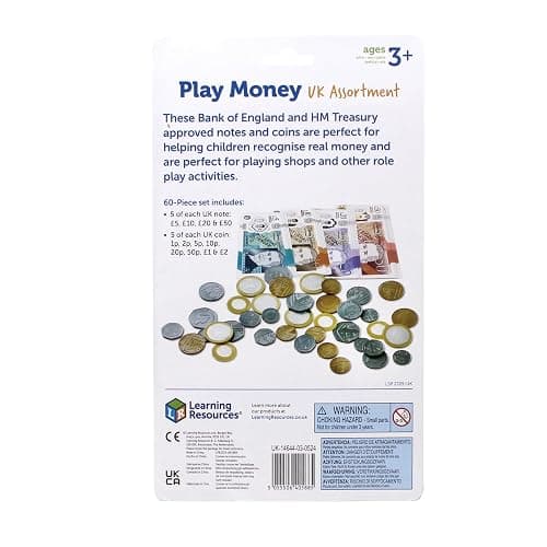 Learning Resources UK Play Money Assortment, Ages 3–7, Realistic Coins & Notes, Supports Money Recognition & Maths Skills thumbnail 2