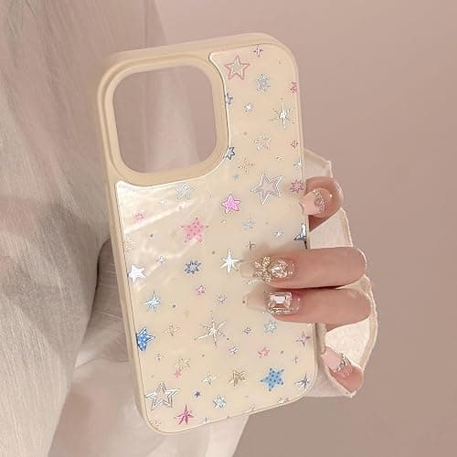 Bling Glitter Colorful Stars Anti-Scratch Protective Phone Case for iPhone (Yellow,iPhone 13) thumbnail 2