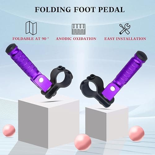 M8 Motorcycle CNC Aluminum 90 Degree Folding Rearsets Folded Motorbike Footrest Bicycle Footpegs Foot Pegs Pedal Universal (Purple) thumbnail 4