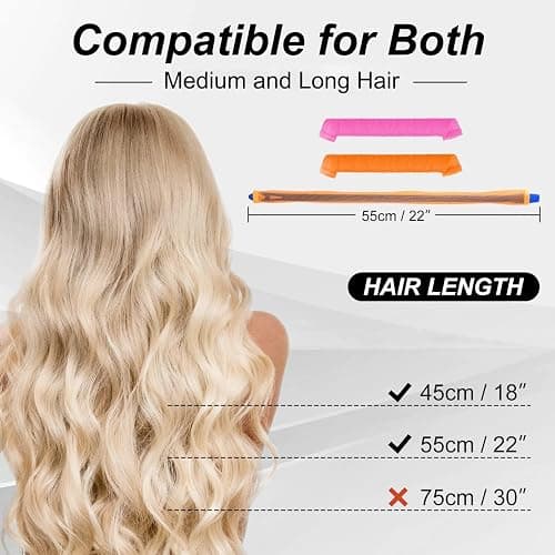 40pcs Heatless Spiral Hair Curlers for Long Hair - Heatless Curls Overnight 22inch Magic Hair Rollers No Heat Curlers for Women Kids thumbnail 6
