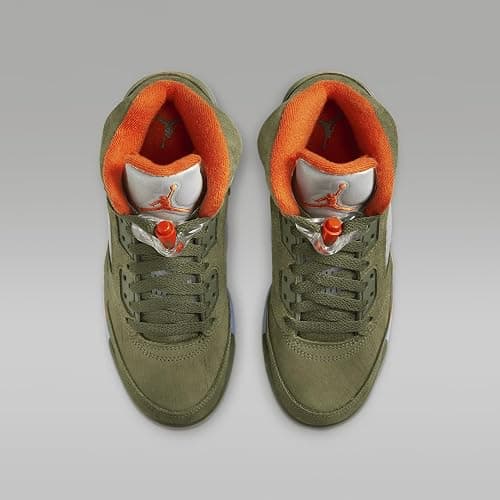 Air Jordan 5 Retro Big Kids' Shoes (Army Olive/Solar Orange) - 4.5 Big Kid thumbnail 4