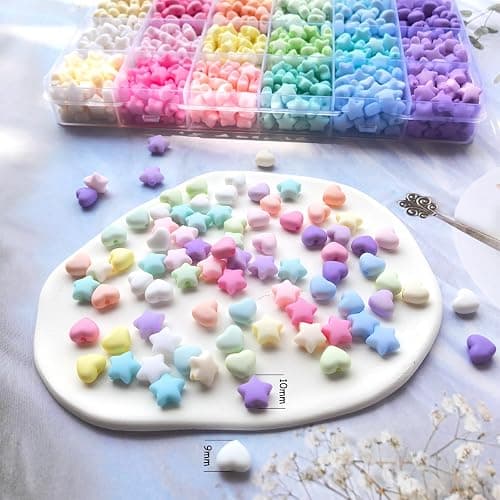 1000Pcs Matte Acrylic Star Beads Hart Beads for Jewelry Making, Macaron Colors Frosted Pastel Bead Colorful Assorted Cute Aesthetic Kawaii Bead for Bracelet DIY Craft Earring Phone Charm thumbnail 4