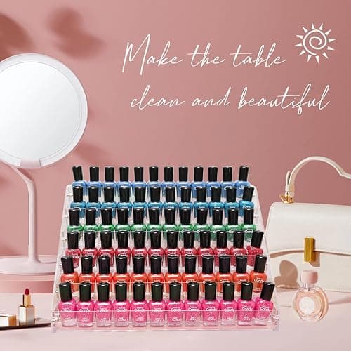 FFowcye Acrylic Nail Polish Organizer Rack, 6 Tier Holder Stand, Paint Rack Gel Nail Polish Shelf Display, Sunglass Organizer, Essential Oils Storage Shelf, Holds Up to 72 Bottles thumbnail 4