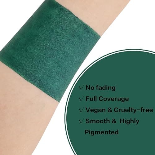 BADCOLOR Green Face Body Paint Stick, St Patrick's Day Blendable Eye Black Deep Green Face Painting Kit for Sports Camo, Halloween SFX Makeup Cosplay Joker Zombie Vampire Costume Parties - Green thumbnail 4