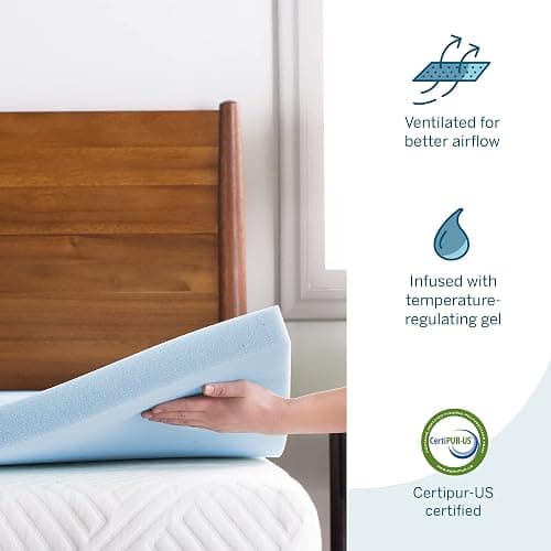 LUCID Mattress Topper, Twin XL, 3 Inch, Memory Foam - Gel Infused Mattress Topper - CertiPUR Certified - Twin XL - 3 Inch - Topper Only thumbnail 4