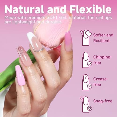 UNA GELLA Medium Coffin Nails Tips Gel Nail Tips Coffin 120pcs Half Matte Acrylic Full Cover Nail Tips Fake Nails Clear C offin Press on Nails for Nail Extensions Home DIY Salon 12 Sizes thumbnail 3