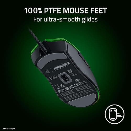 Razer Cobra Wired Gaming Mouse: 58g Lightweight - Gen-3 Optical Switches - Chroma RGB Lighting Underglow - Precise 8500 DPI Optical Sensor - 100% PTFE Mouse Feet - Speedflex Cable - Minecraft Edition thumbnail 8