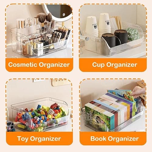 Wenscis Large Snack Organizer for Countertop, 13.7"×9.3"×6" Clear Plastic Snack Storage Bin for Kitchen Pantry, 6 Compartment Snack Bar with Dividers for Cabinet, Chip Packet Holder for Office thumbnail 4