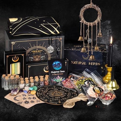 TigeJoy All in One Witchcraft Supplies Witch Stuff Spell Kit 88 PCS, Wiccan Supplies and Tools, Include Herb Crystal Candle Amethyst Pendulum, Witch Gift Wiccan Starter Kit Altar Supplies Pagan Decor thumbnail 3