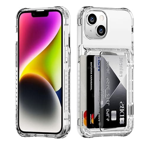 ACANDYA for iPhone 14 Case Wallet iPhone 13 Case Clear with Credit Card Holder ID Card Slot Heavy Duty Protection Shockproof Anti-Scratch Cover for Women Men for iPhone 14/13 6.1 inch Transparent - Image 1