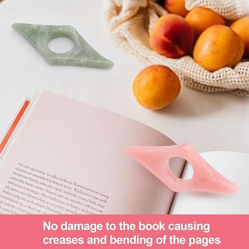 Thumb Page Holder for Reading 2Pack, Energy Pattern Thumb Bookmark, Book Opener Holder, Book Finger Page Holder, Book Accessories for Reading Lovers(Pink and Olive-Green） thumbnail 4