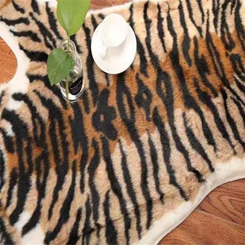 Tiger Printed Skin Area Rug,Faux Fur Rug Area Artificial Carpet,Simulation Cowhide, Cow Hide Mat Rug Animal Print Hide Faux Carpet 31.5x41.3inch thumbnail 6