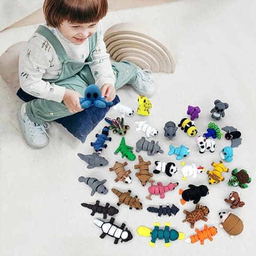 25PCS Mini Animal Figurines Set, 3D Printed Articulated Flexible Fidget Toys for Adults, Stress Relief Sensory Toys, Cute Desk Decor for Home Office, Party Favors, Gift Ideas (36 Animals B) thumbnail 6
