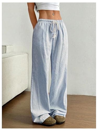 SOLY HUX Women's Drawstring Straight Leg Baggy Pants Casual Lounge Pants Trousers with Pocket thumbnail 2