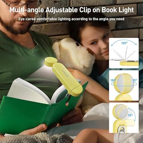 VAVOFO USB Rechargeable Book Light, Blue Light Blocking, Amber Clip-On Bookmark Shaped Reading Light with 6 LEDs and 9 Modes for Bedtime Reading thumbnail 6