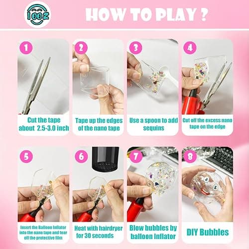 Nano Tape Bubble Kit, Color Double Sided Tape Elastic Bubbles DIY Craft Kit, Squishy Ball, Party Favors and Fidget Toys for Girls, Boys, Kids,Christmas Stocking Stuffers, 5PCS thumbnail 4
