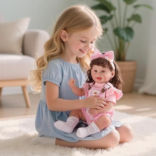BABESIDE 4 Pcs Reborn Baby Doll Clothes for 17-22 Inch Babydolls, Cute Pink Flower Dolls Overalls Lifelike Reborn Baby Doll Accessories with Headband and Socks for Realistic Dolls Girl thumbnail 2
