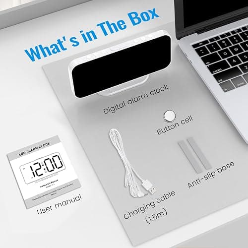 Alarm Clocks for Bedrooms, Slim LED Mirror Digital Alarm Clock, Large Display with Diming Mode, Dual Alarms & USB Ports, 4 Levels Brightness, Desk Clock for Office Home Bedroom Living Room Decor thumbnail 3