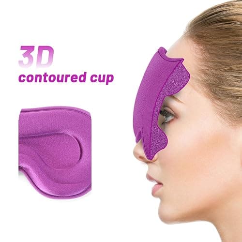 Sleep Eye Mask for Men Women, Lash Extensions 3D Sleeping Mask, Travel Blackout Night Blindfold Eye Shade Cover with Adjustable Strap (Purple-3D) thumbnail 3
