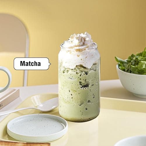 DAMCONME Glass Cups with Lids and Straws 1Pack,Glass Coffee Cups,Glass Cup with Lid for Iced Coffee,Smoothie,Cocktail,Beer,Whiskey,Soda,Matcha,16 Oz Glass Cup with Bamboo Lid,1 Brush thumbnail 2