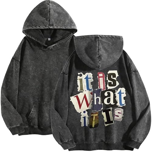 Men's Graphic Hoodie It Is What It Is Hoodies Unisex Casual Vintage Oversized Streetwear Baggy Washed Hooded Sweatshirt - Image 1