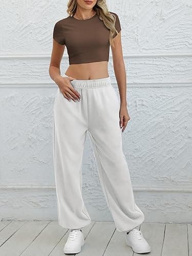 ATHMILE Sweatpants Women Baggy Lounge Pants Workout Gym Active High Waisted Comfy Joggers for Women Fall Clothes 2025 - Small - White thumbnail 3
