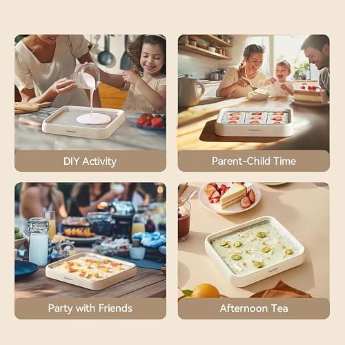 Rolled Ice Cream Maker, Felizbebe Instant Ice Cream Roller Tray with Lid and 2 Spatulas, Food Grade Premium Stainless Steel Cold Plate No-electricity for Fun Family Activities, DIY Parent-Child Time thumbnail 7