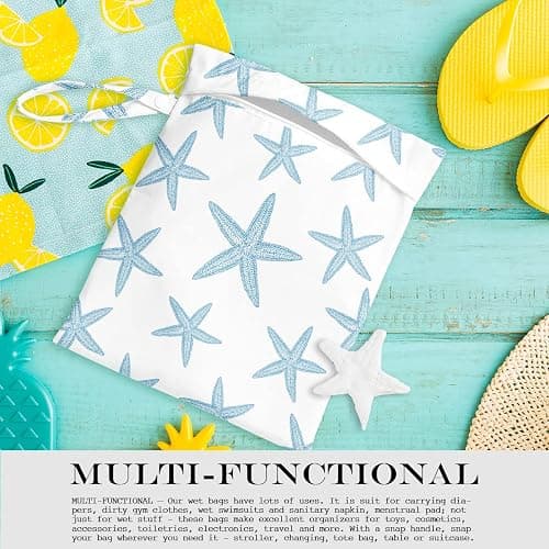 zcyxuuw Wet Bag, Wet Dry Bag, Wet Bag for Swimsuit Travel Beach Pool Dirty Yoga Gym Clothes Makeup Bag Beach Wedding Supplies Waterproof Reusable Shell Pearl Starfish Gifts thumbnail 5