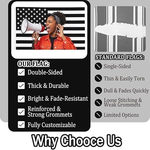 Nxwdwqa Custom Black and White America Flag 3X5 Ft Personalized Flags Design Your Image Funny Tapestry Poster For Decorate Clubs Concerts Bars University Dormitories Living Rooms Bedrooms thumbnail 4