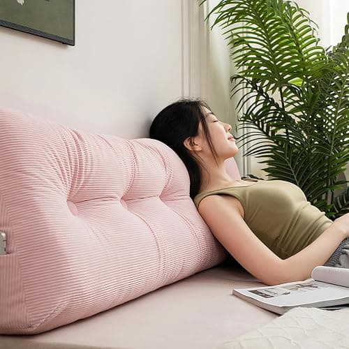 Loyilat Headboard Wedge Pillows Twin XL for Dorm, Bed Triangular Headboard Pillow, Ergonomic Cute Bolster Cushion Headrest Backrest for Dorm Bed Sofa (White, 23 inch) thumbnail 7
