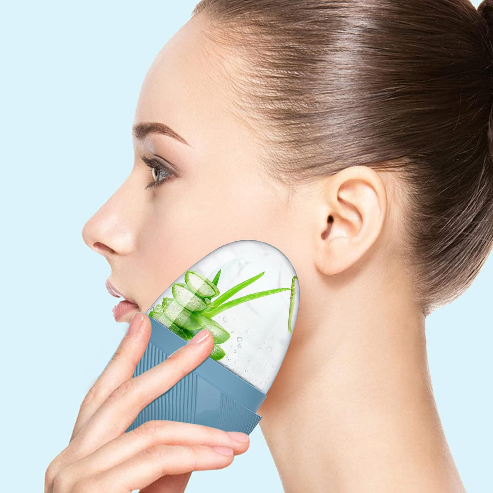 Rodillo de Hielo Facial, Ice Roller Facial para Cara y Ojos Reutilizable, Molde de Hielo Facial para Mejora La Piel Opaca/Piel Firme/Elimina la Hinchazón de Los Ojos/Elimina Las Ojeras (Verde) thumbnail 9