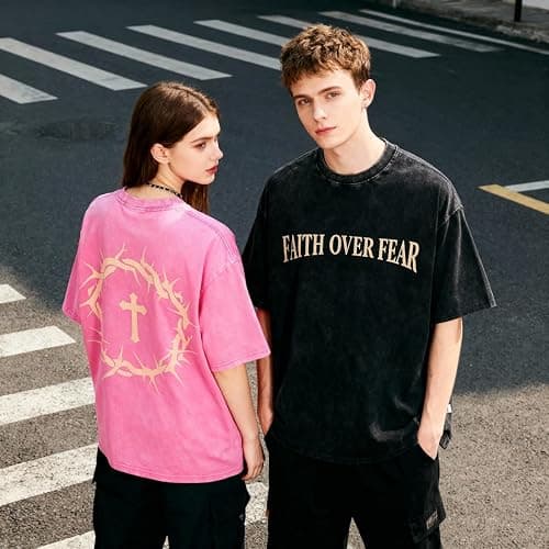 2 Packs Christian T Shirts for Men Oversized Tee Graphic Apparel Acid Washed Baggy Gym Top thumbnail 6