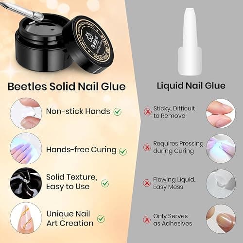 Beetles Solid Nail Glue Gel for False Tips, 15g Strong Adhesion for Press on Acrylic Tips, Clear Hard Gel 3D Sculpting for Christmas Nail Art UV Light Cured thumbnail 7