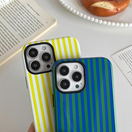 Longlayss Compatible with iPhone 14 Pro Case Cute Aesthetic Striped Phone Case for Women Girl Shockproof Slim TPU and Hard PC Protective Cover (Hot Pink) thumbnail 8