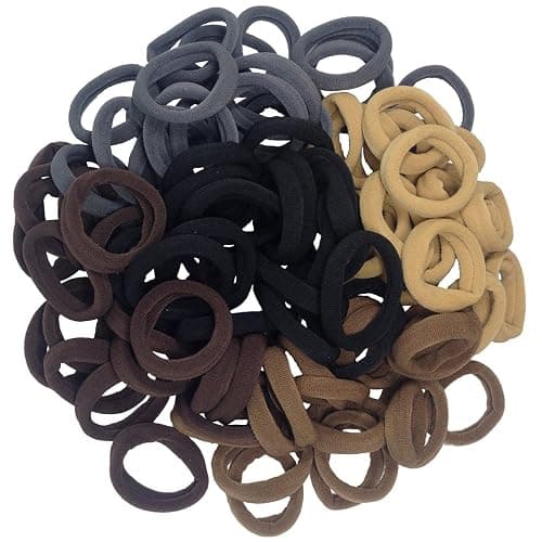 J-MEE Hair Bands Hair ties for Thick Hair 100PCS Seamless Cotton Simply Ponytail Holders Headband Scrunchies Hair Accessories No Crease Damage (Neutral Colors) - Image 1